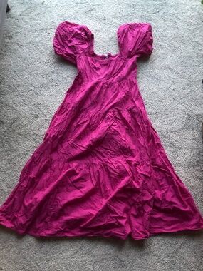 Fuchsia Cotton Midi Dress